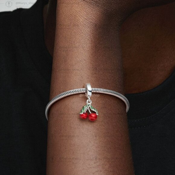 Pandora Asymmetrical Cherry Fruit Dangle Charm - Picture 2 of 2